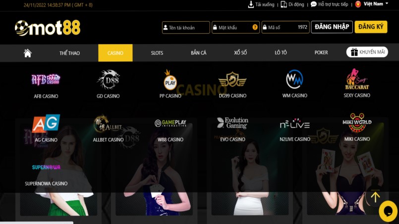 Nhà cái Mot88 sở hữu vô số các mục game đánh bài casino trực tuyến